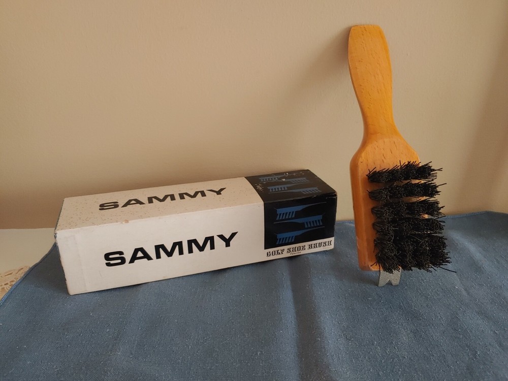 Vintage SAMMY Solid Wood Handle Golf Shoe Brush (original box)