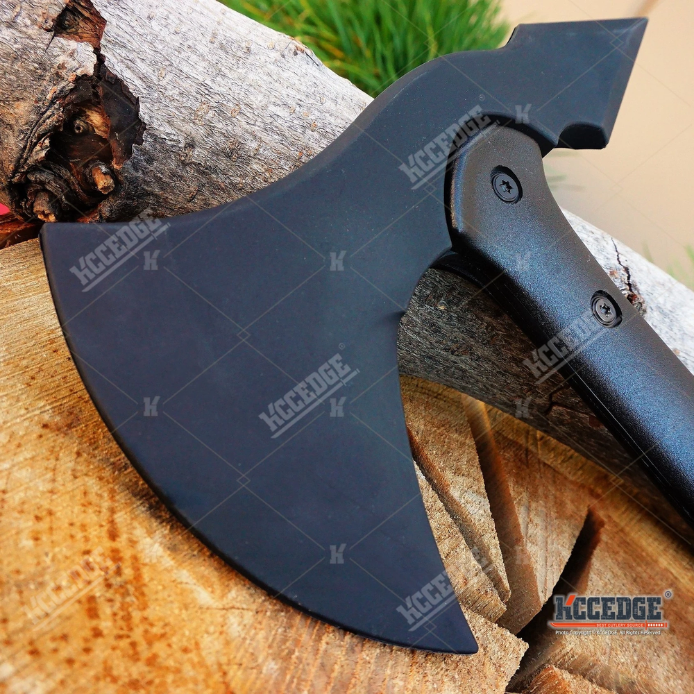15.5" Black Rubber Training Tactical Axe w/ Functional Fiberglass handle