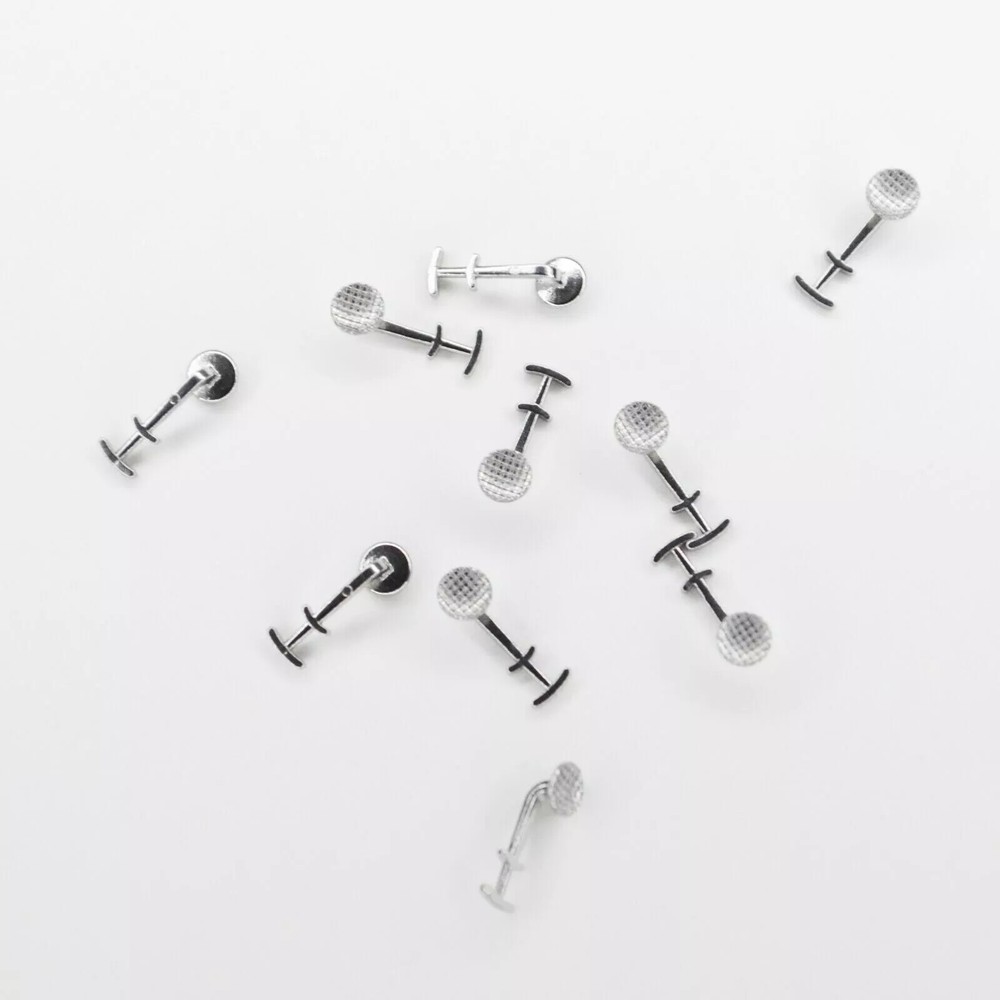 Dental Orthodontic Bondable Lingual Button Multi-hook Arms Braces Slid Crimpable