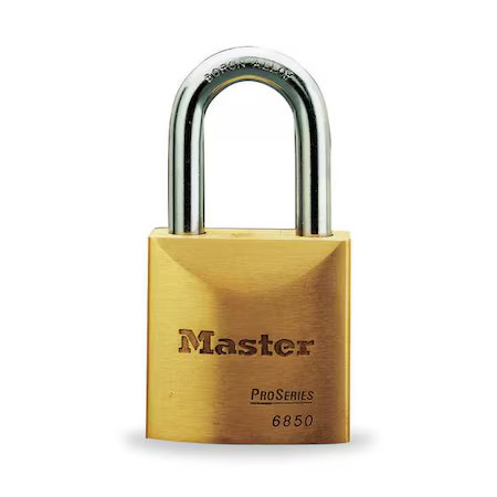 Master Lock 6850Ka10g202 Padlock, Keyed Alike, Long Shackle, Rectangular Brass