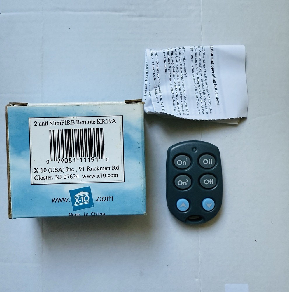 X10 2 Unit SlimFire Remote Controller KR19A - Key Chain Remote