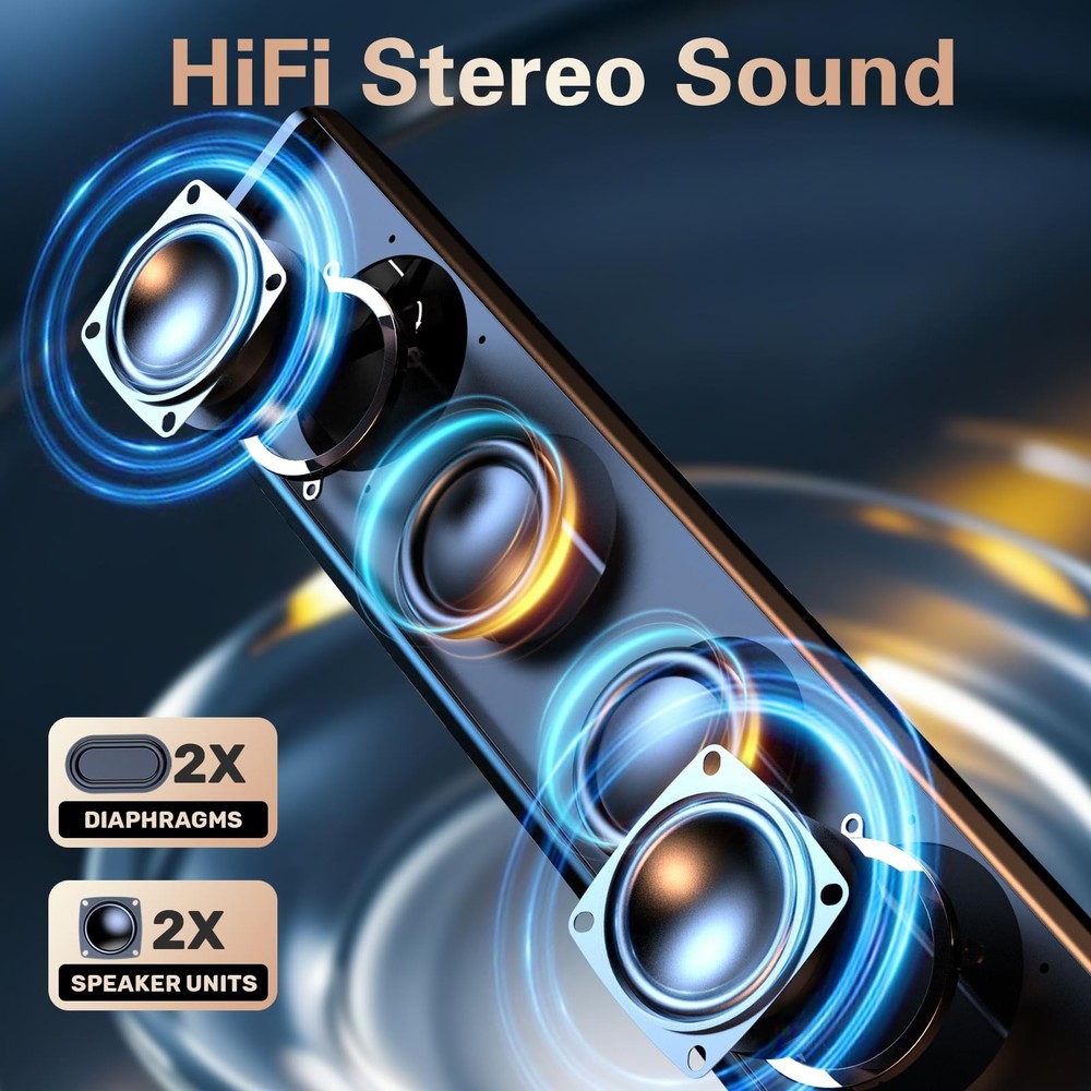 Computer Speakers for Desktop PC Bluetooth USB Gaming Light Dual Touch Type-C