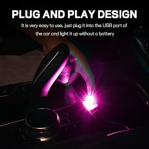 2PCS Mini USB LED Light, 8 Colors LED Car Interior Atmosphere Lamp, Adjustable