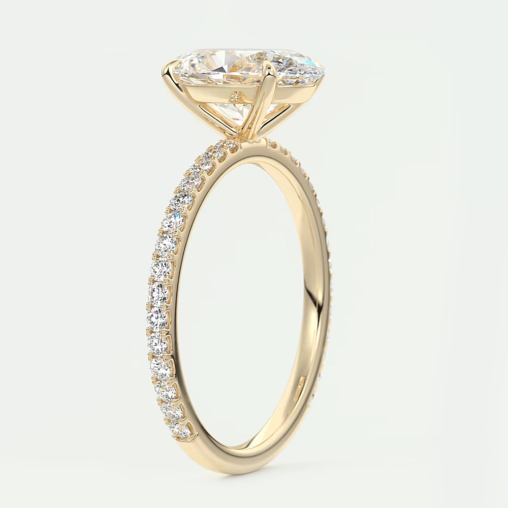 Diamond Setting Ring Semi Mount Oval 0.20 Carat Solid 14k Yellow Gold E F VS