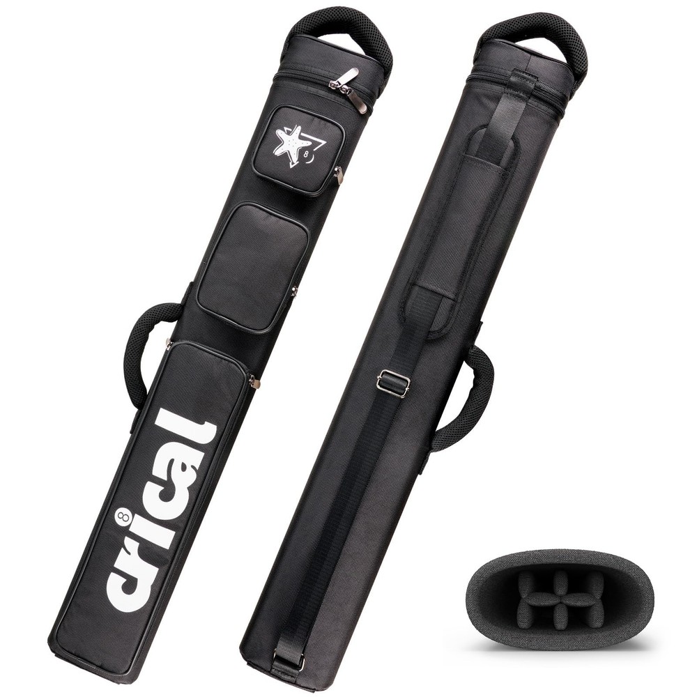 2x4 Pool Cue Case, Fabric Billiard Cue Case with Accessory Pockets, Adjustabl...