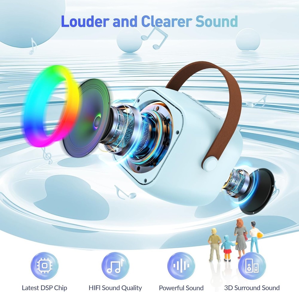 Portable Bluetooth Karaoke Machine for Kids - Endless Fun with Lights & Effects