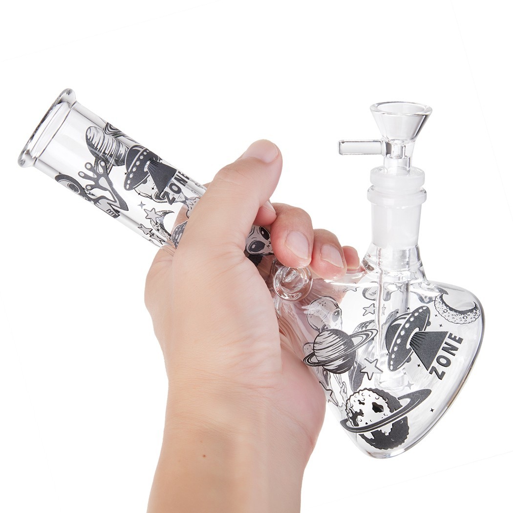 7.8" Aliens Fluorescent Glass Bong Glass Water Pipe Smoking Tobacco Beaker 14MM