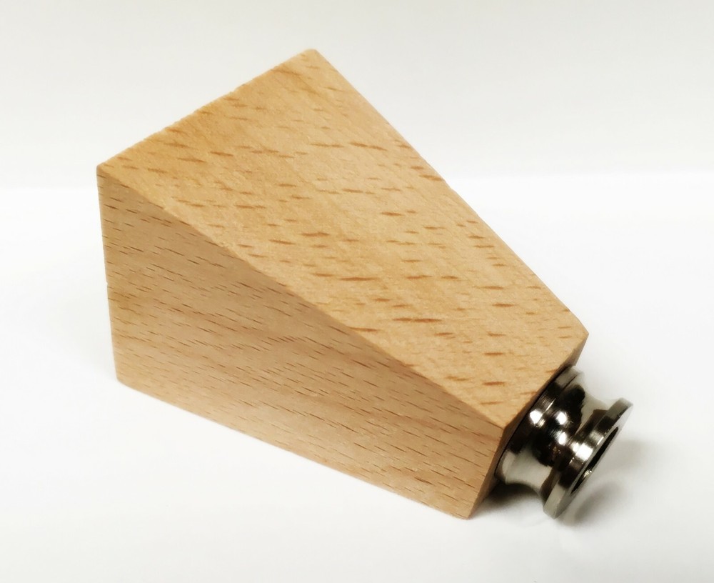 Lamp Finial-SOLID BEECH WOOD TAPERED RECTANGLE-W/Dual Thread Base-Satin Nickel