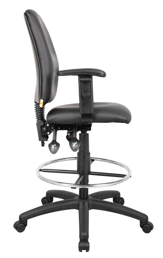 Boss Multi-Function LeatherPlus Drafting Stool W/ Adjustable Arms MODEL # B1646