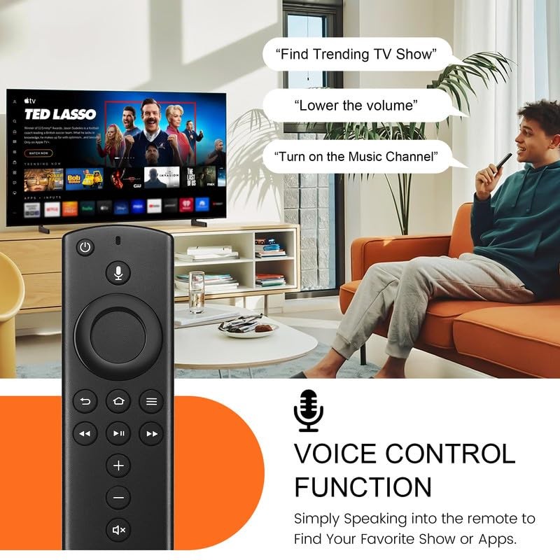 Replacement Voice Remote Control Compatible with All Fire-Series Total black