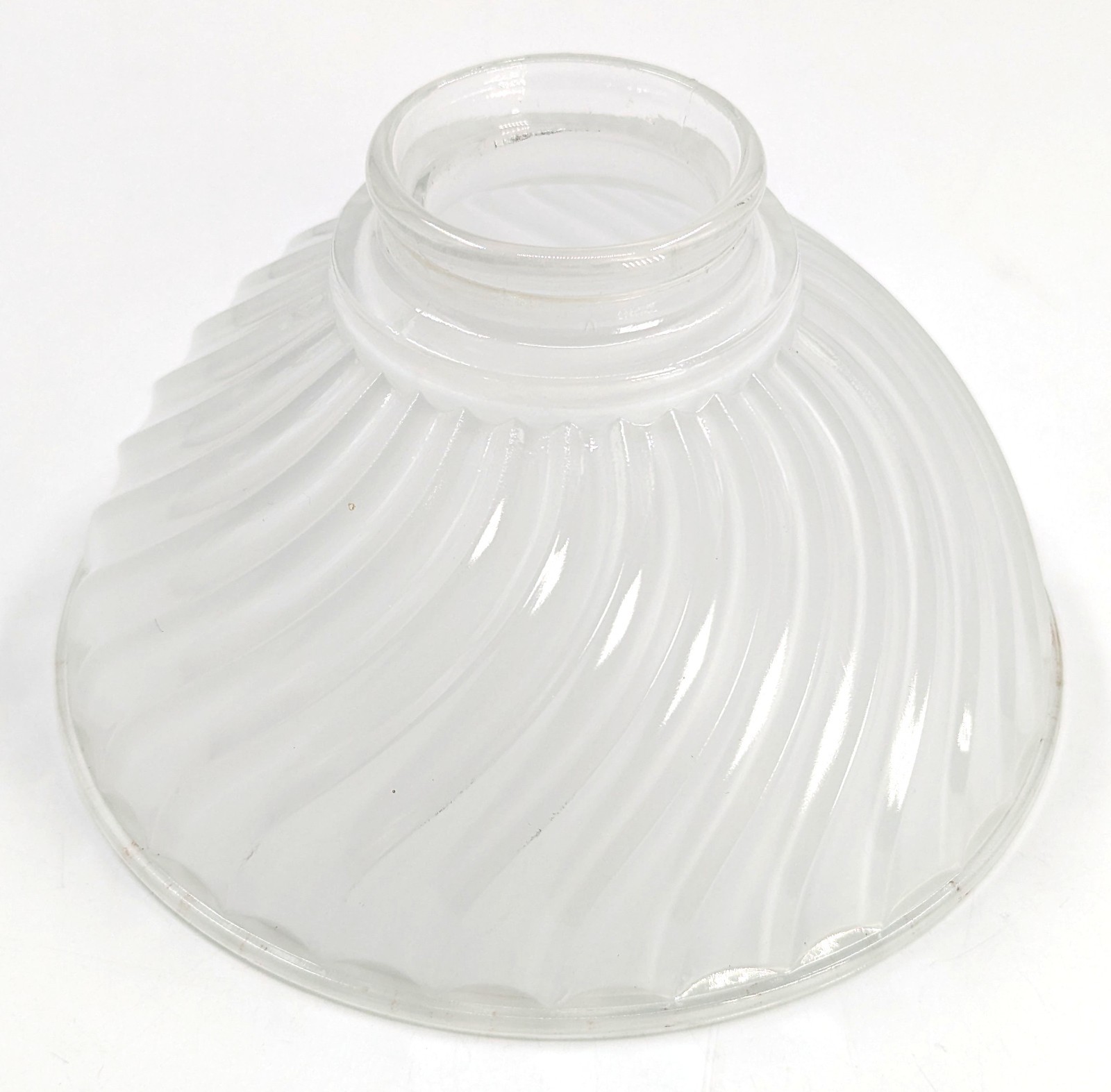 NOS! Frosted Swirl 6-1/2” dia. Low Bowl Glass Light Shade 2-1/4” Fitter VG Cond.