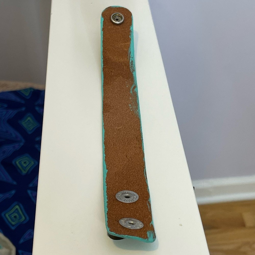 Hand painted leather adjustable bracelet cherry blossoms