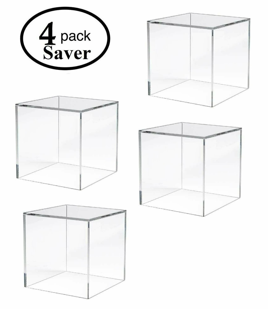 N'ice Packaging 4 Pieces Acrylic Cube 5 Solid Sides - 5" x 5" x 5"