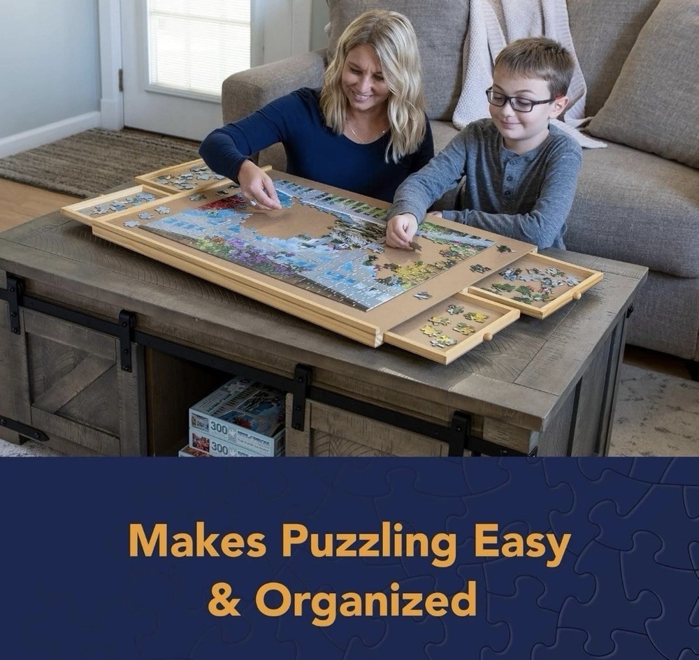 Wooden Puzzle Organizer features a super smooth work surface.