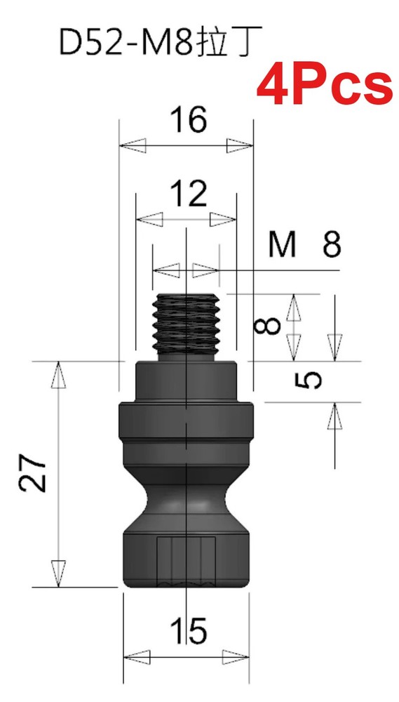 4pcs M8/M10 Latin suitable for D52/D96 Zero-Point Quick-Change Plate