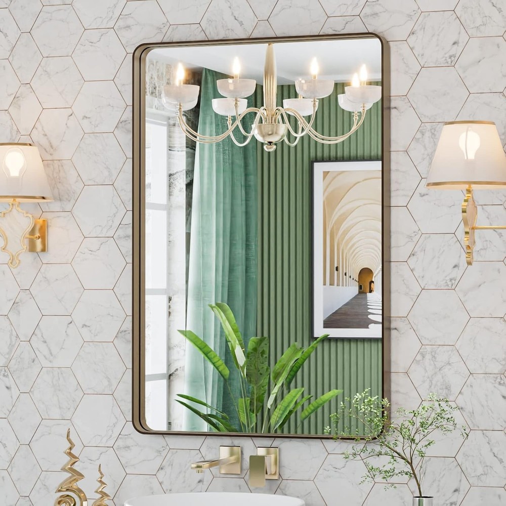 Versatile 24"x32" Wall Mounted Bronze Mirror - Hang Horizontally or Vertically