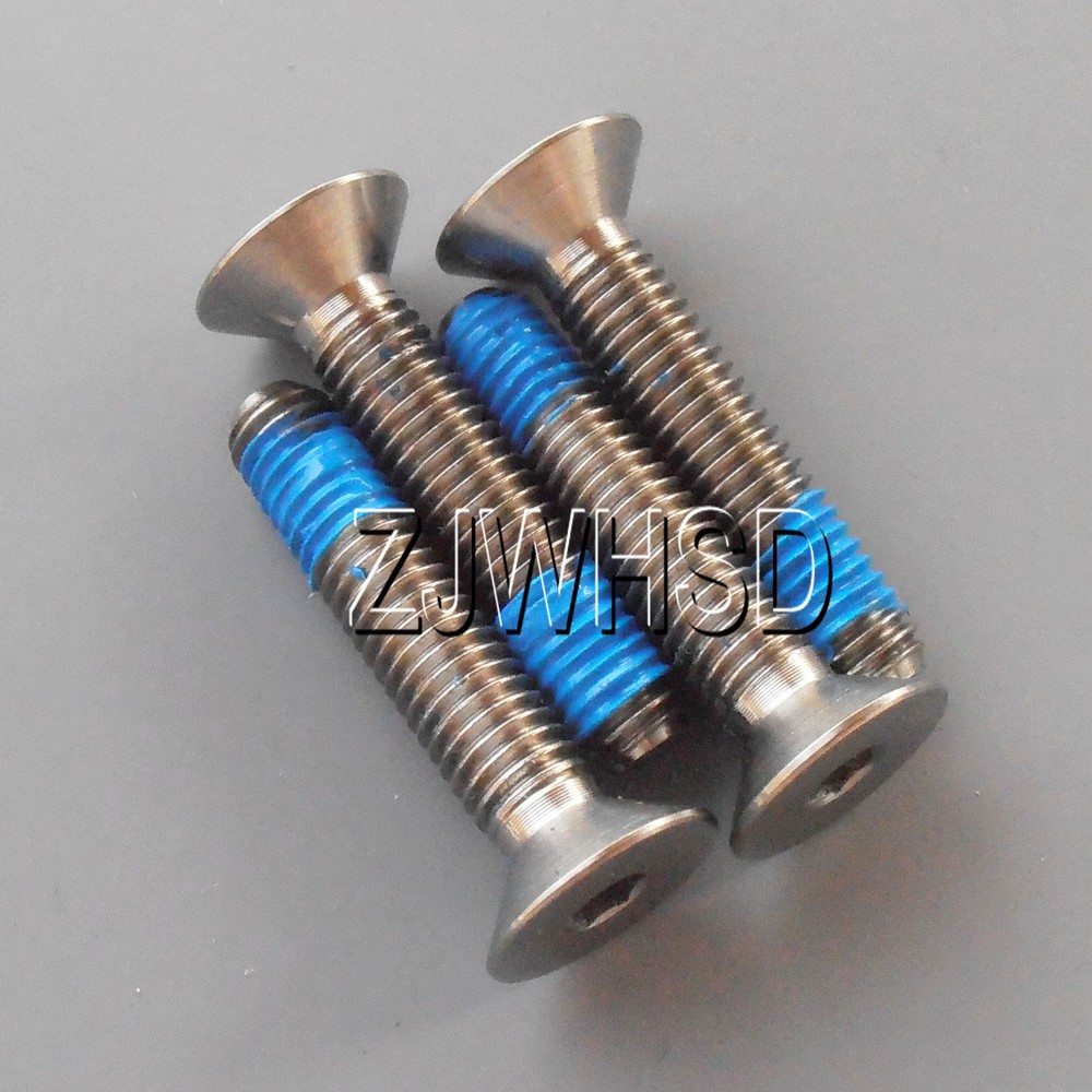 4pcs M5 x 25 mm Ti Titanium Screw Bolt Allen Hex Socket Flat Head Thread Locker