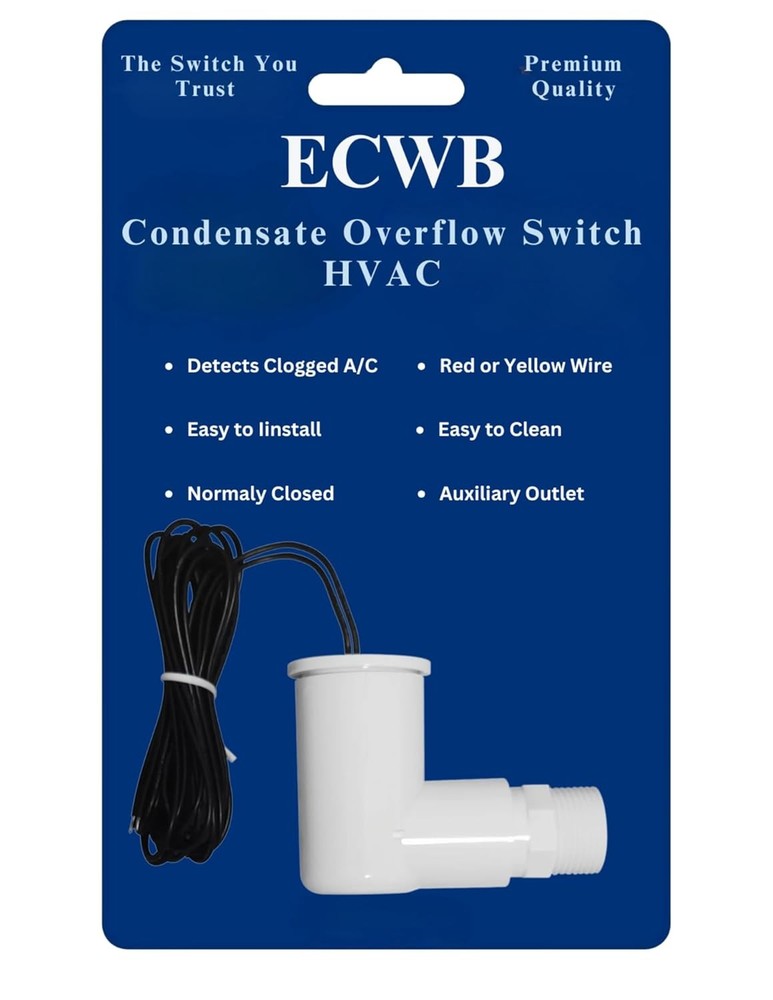 SS2 AC Float Switch AC Float Safety Switch HVAC 3/4 Inch Condensate Shut Off Sen