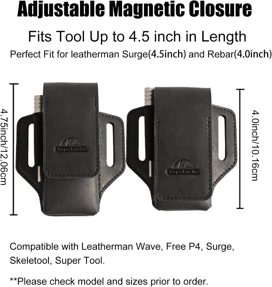 Leather Multitool Sheath for Belt - Multitool Holder - EDC Belt Organizer -Black