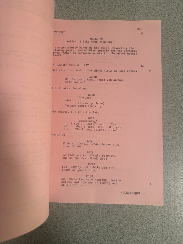 1981 CBS TV Script Screenplay PRIVATE BENJAMIN “Man On The Floor”