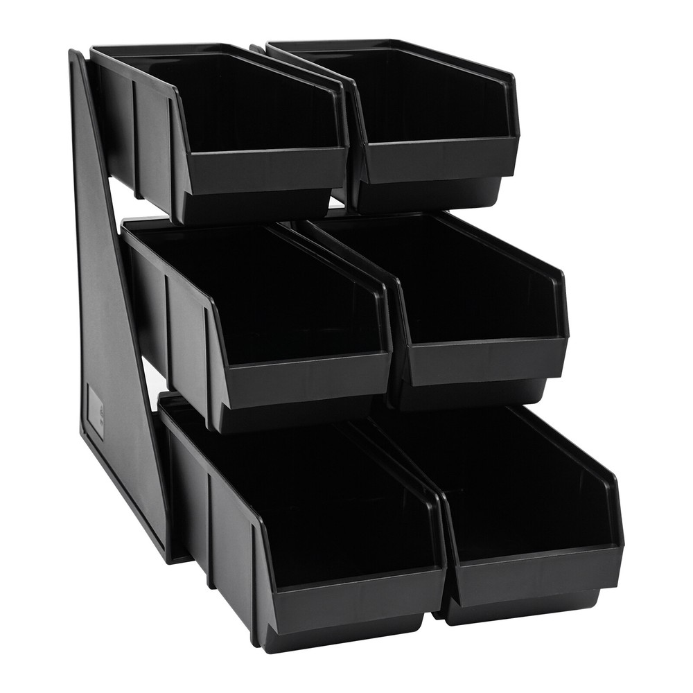 6-Compartment Condiment Organizer Bin - 3-Tier Storage for Coffee & More