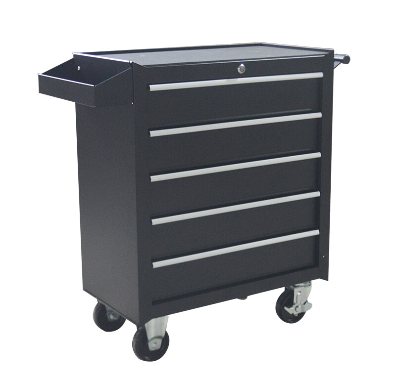 Portable Black 5-Drawer Storage Cabinet Tool Car with Wheels&locking System