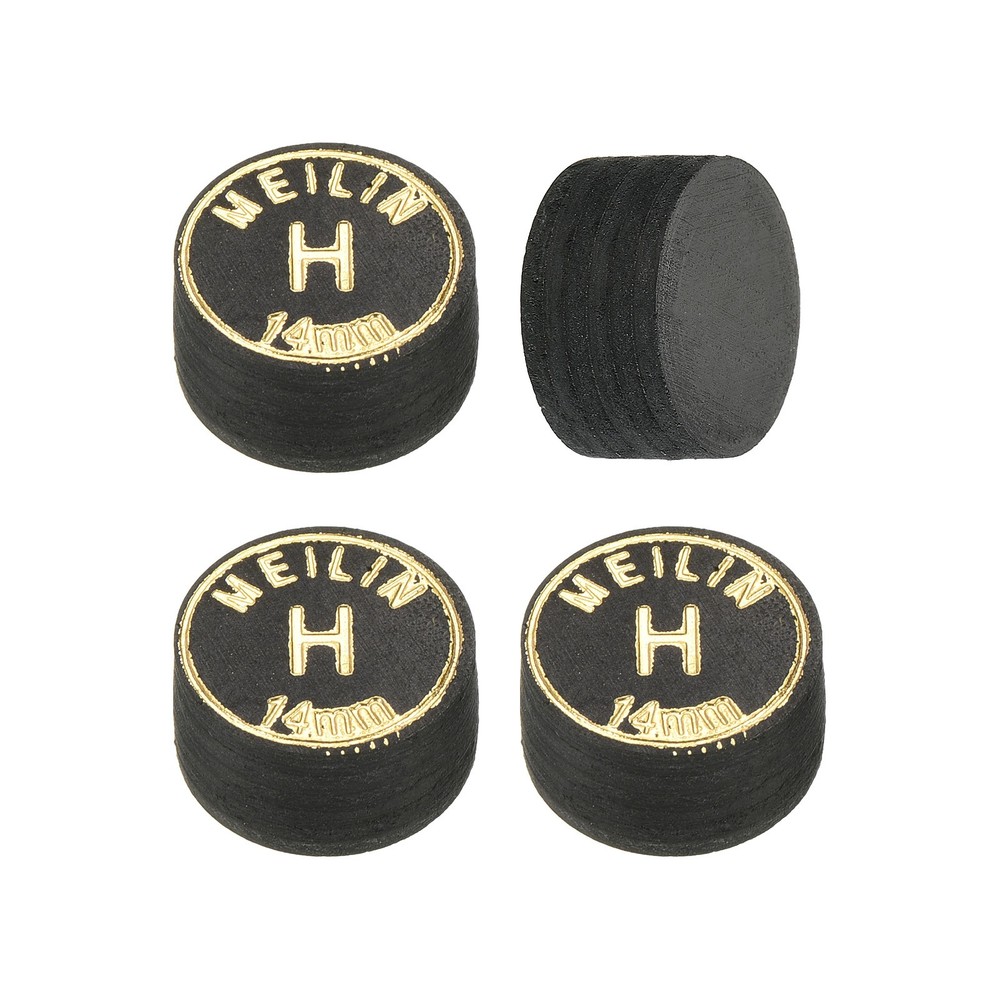 14mm Billiard Stick Tips, 4pcs Hard Multiple Layer Billiard Accessories, Black