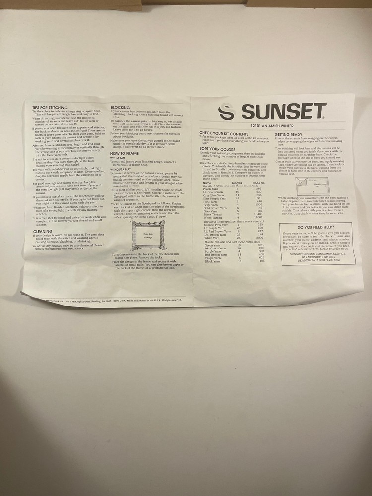 Sunset Needlepoint Kit #12101 "An Amish Winter" - Started