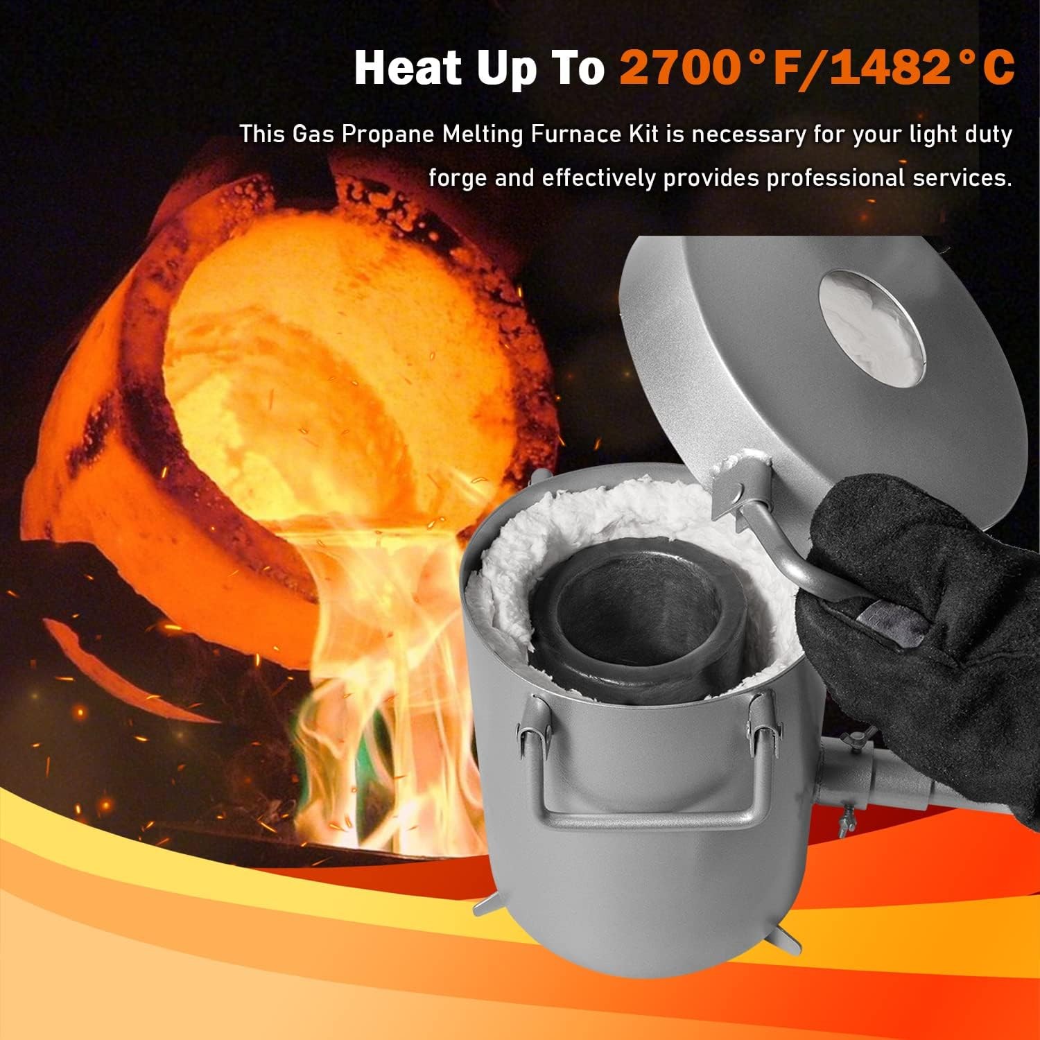 28LB/12.8KG Propane Furnace Kit Smelting Gold Silver Copper Scrap Metal Casting