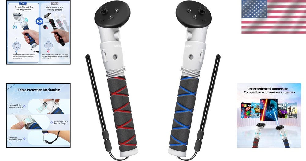 Immersive VR Controller Extension Grips for Oculus Quest 3 & 3S - Beat Saber