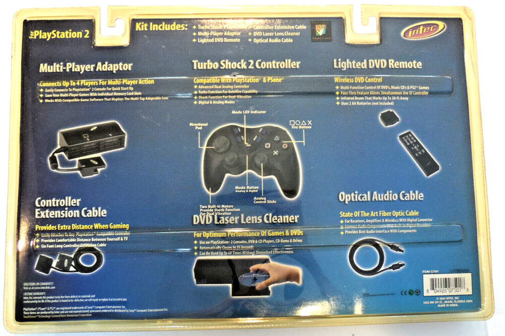 Intec Accessory Controller Pak Bundle for Playstation 2 PS2 Multitap Remote -New