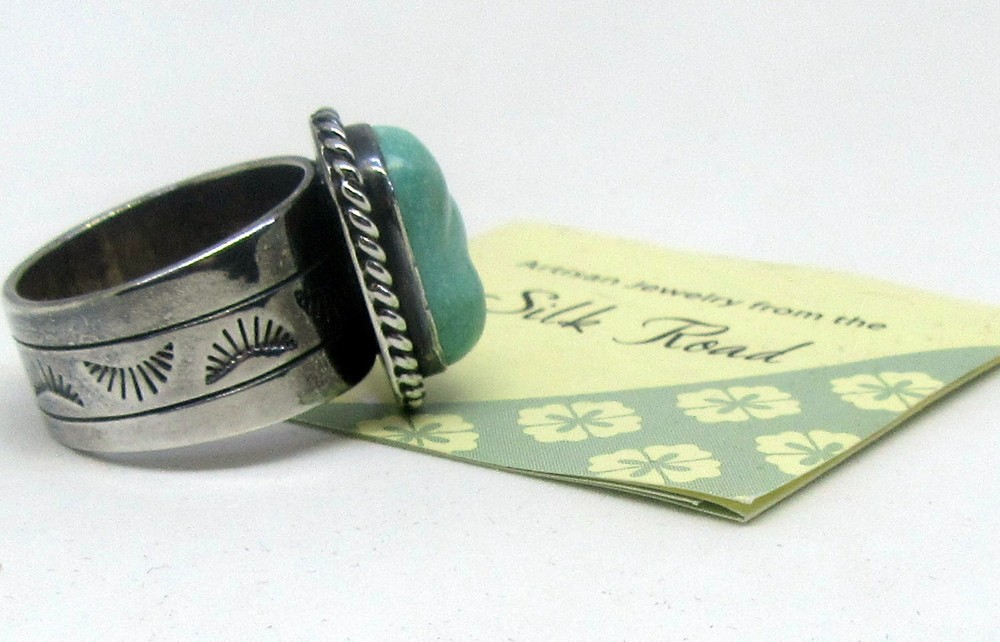 Silk Road Turquoise and Sterling Silver Ring. Size 8