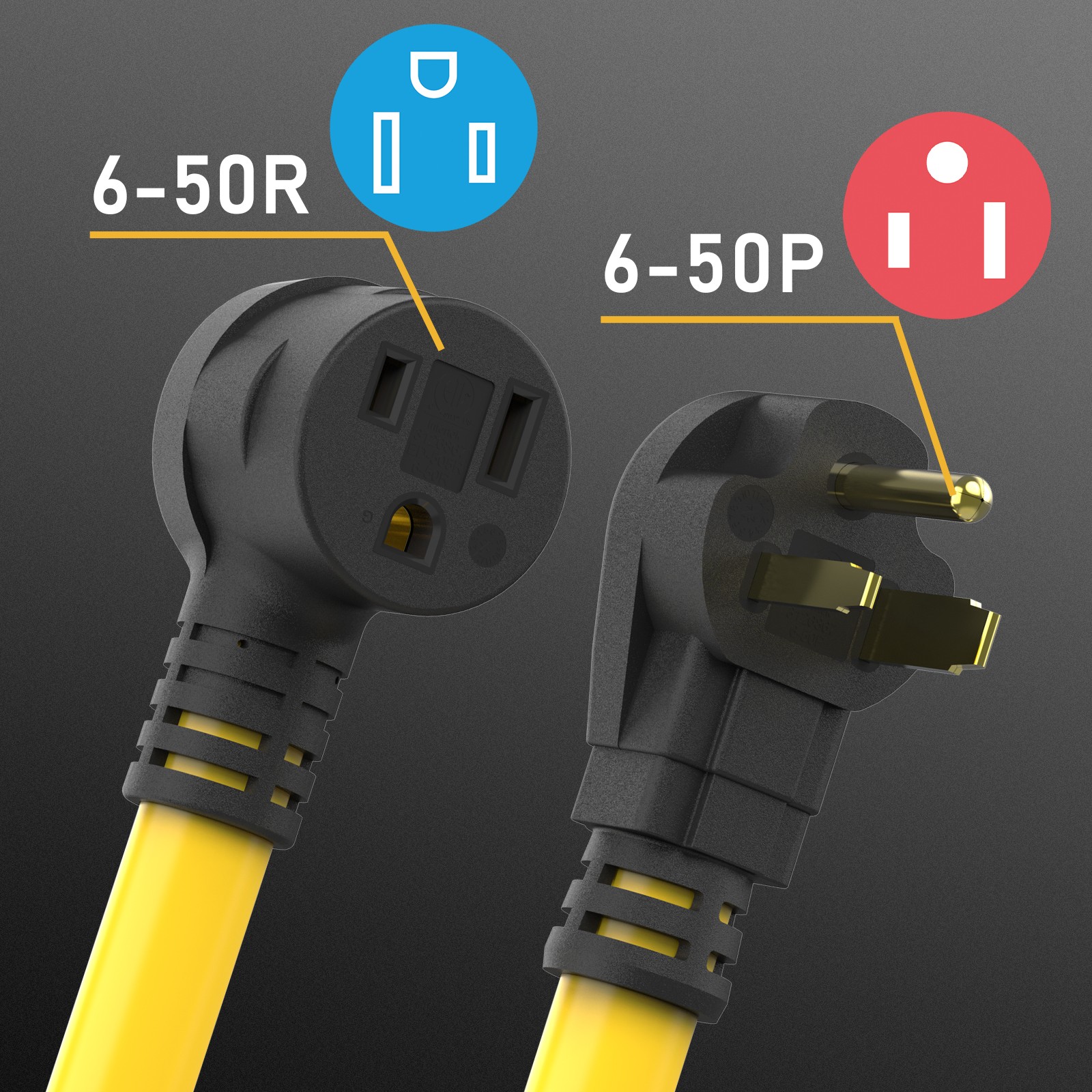 20FT Welder Extension Cord 6AWG 6-50P to 6-50R Power Extension Cord with ETL