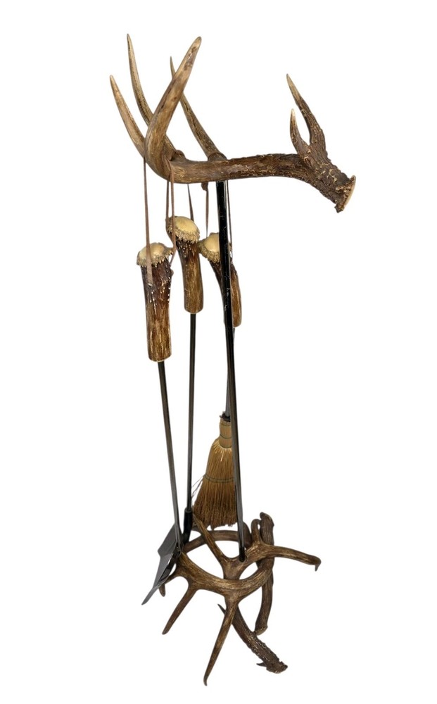 Antler Fireplace Tool Set Includes Three Fireplace Tools *READ*