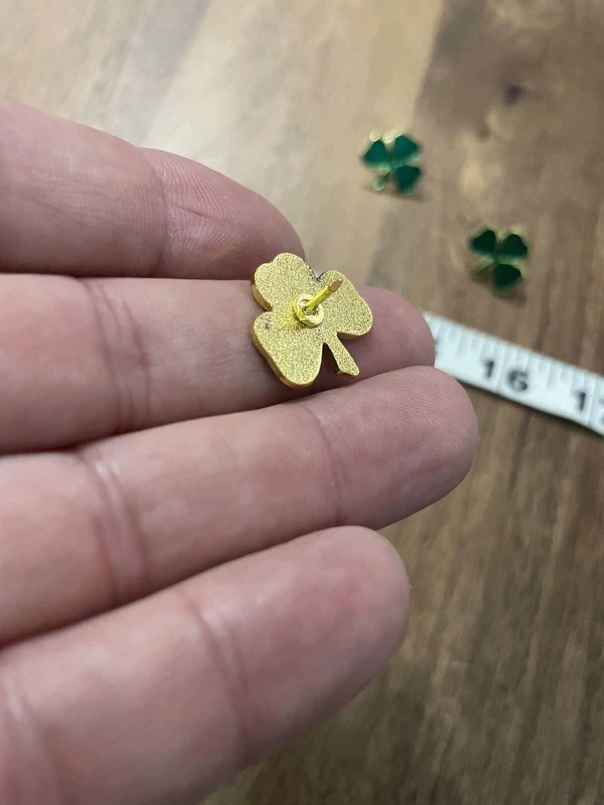 Shamrock Clover Pin Set Three Leaf Green And Gold Pin St Patrick’s Irish Luck