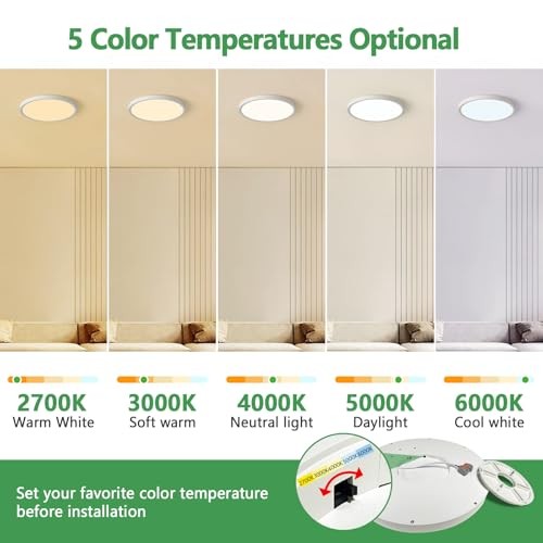 15.8 Inch Dimmable LED Flush Mount Ceiling Light, 32W, 15.8" Dimmable - White
