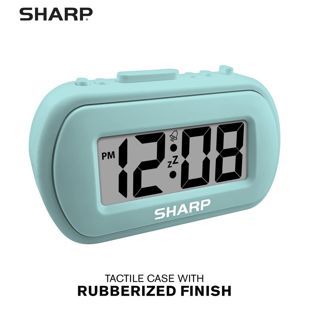Sharp Digital Alarm Clock – Tactile Case with Soft Rubberized Small, Mint