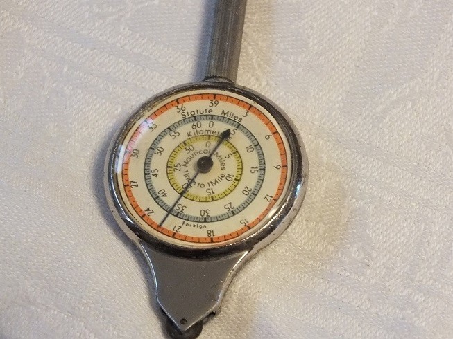Vintage Pocket Map Measure Opisometer Compass Two Sided