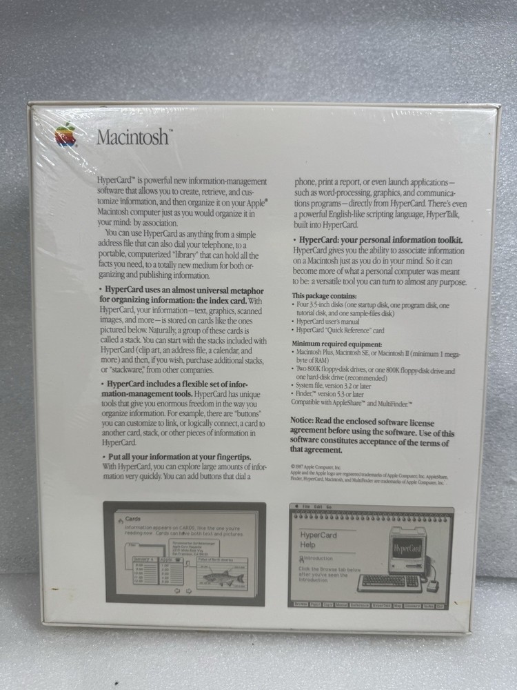 1987 Macintosh Apple Hypercard Software Model M0556 - NEW SEALED!