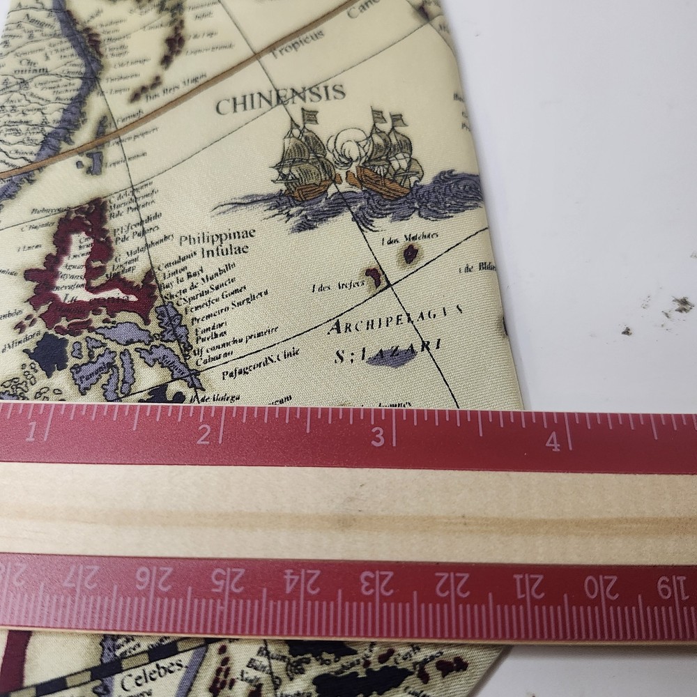 Museum Artifacts Novelty Neck Tie World Map Nautical Ships Silk Soft