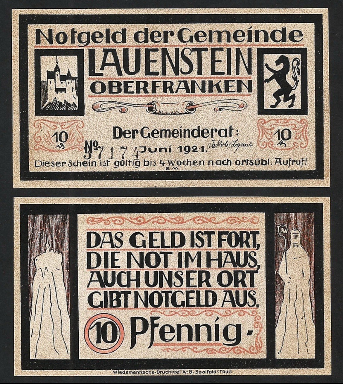 GERMANY (Weimar Republic) 10 Pfennig Notgeld, 1921, UNC World Currency