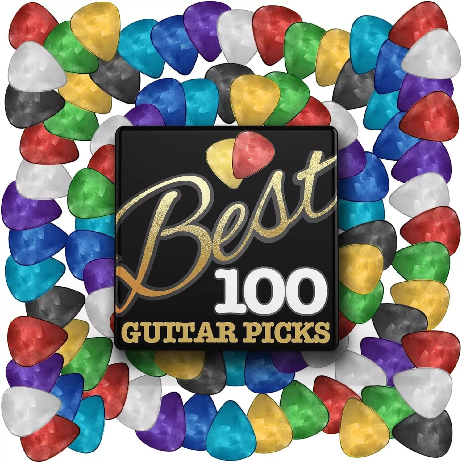 100 Guitar Picks Variety Pack - Assorted Colors, Designs & Gauges 0.46/0.71/0.96