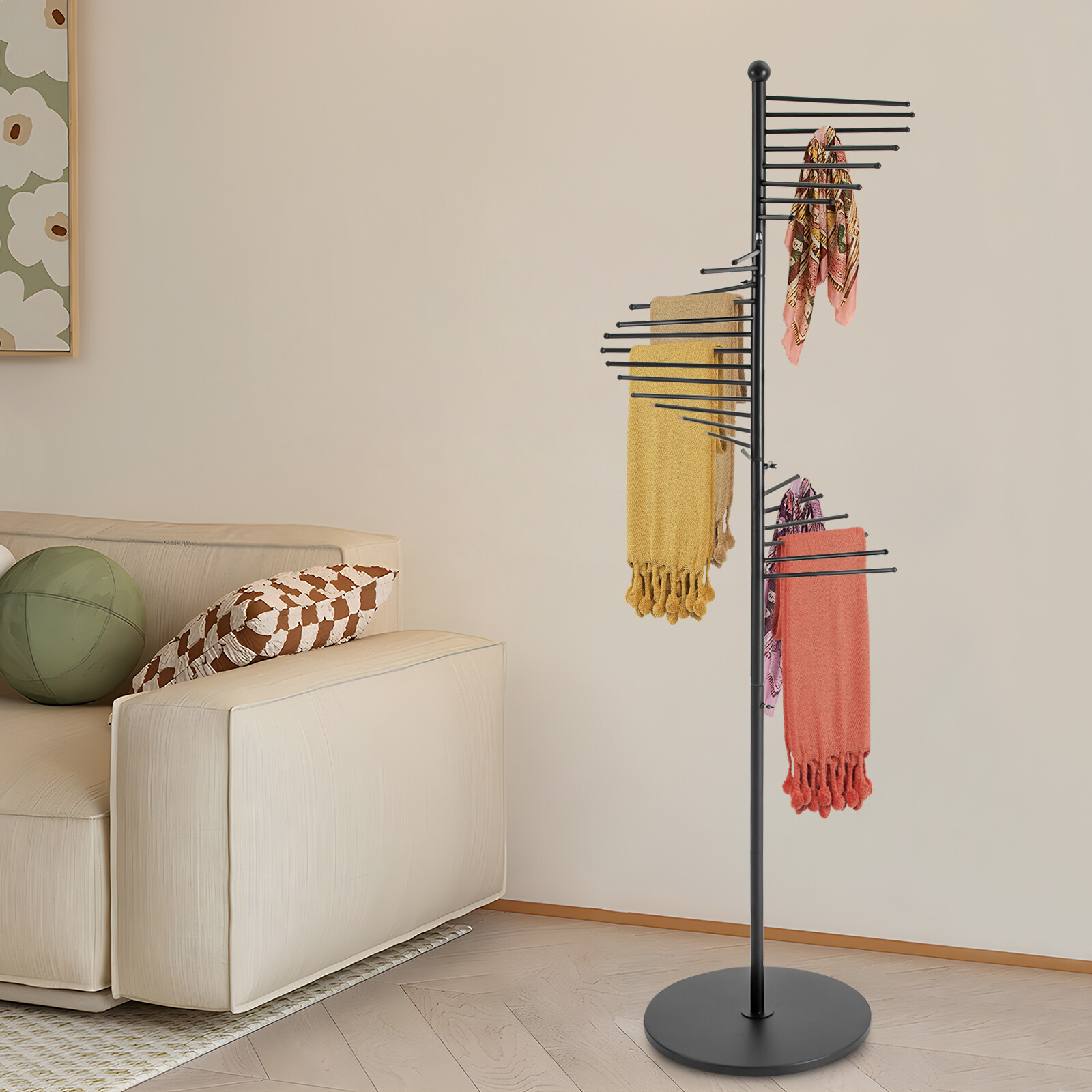 Metal Scarf Display Stand Modern Bedroom Floor Stand Scarf Tie Belt Bag Hat Rack