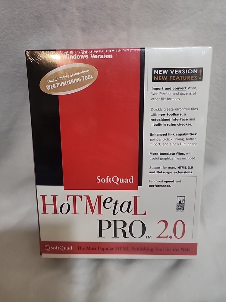 SoftQuad Hot Metal Pro 2.0 Windows Version Vintage Software New & Sealed