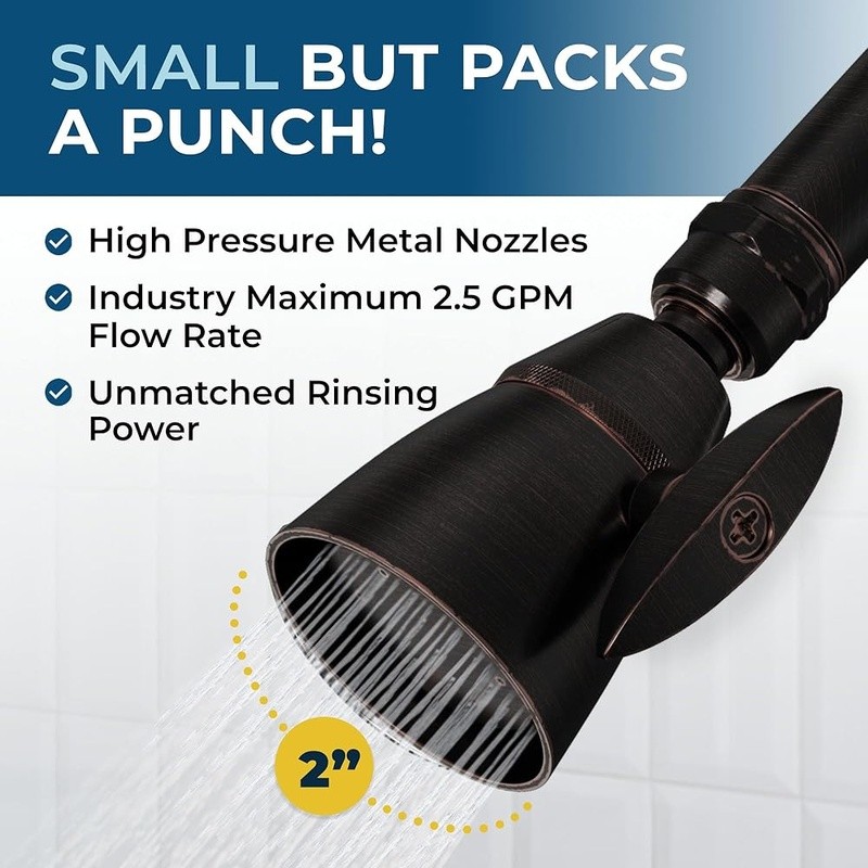 High Pressure Shower Head Adjustable Spray Solid Metal Easy Installation New