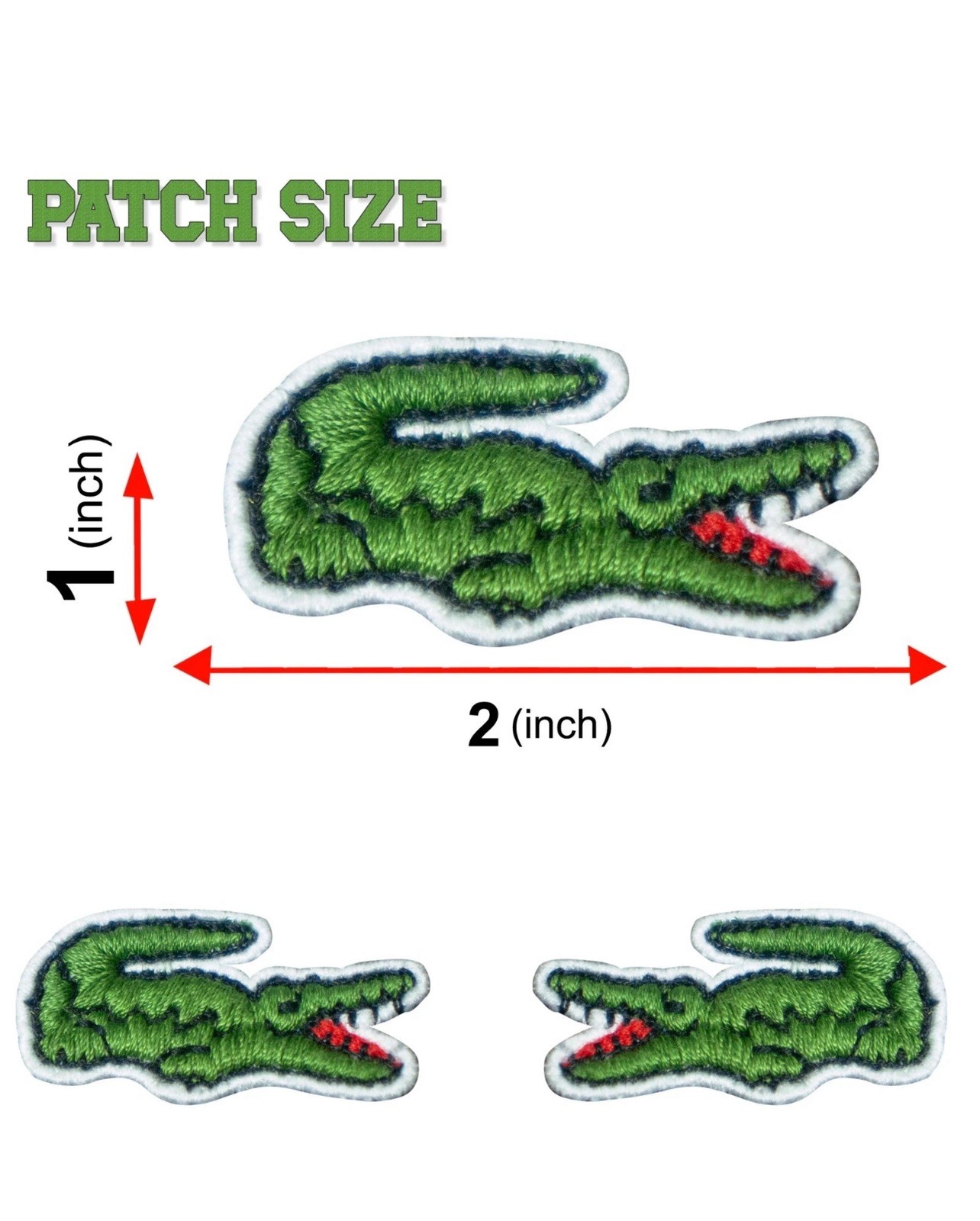 Lacoste Alligator Patches | Embroidered Logo – Iron/Sew On | 2-Pack