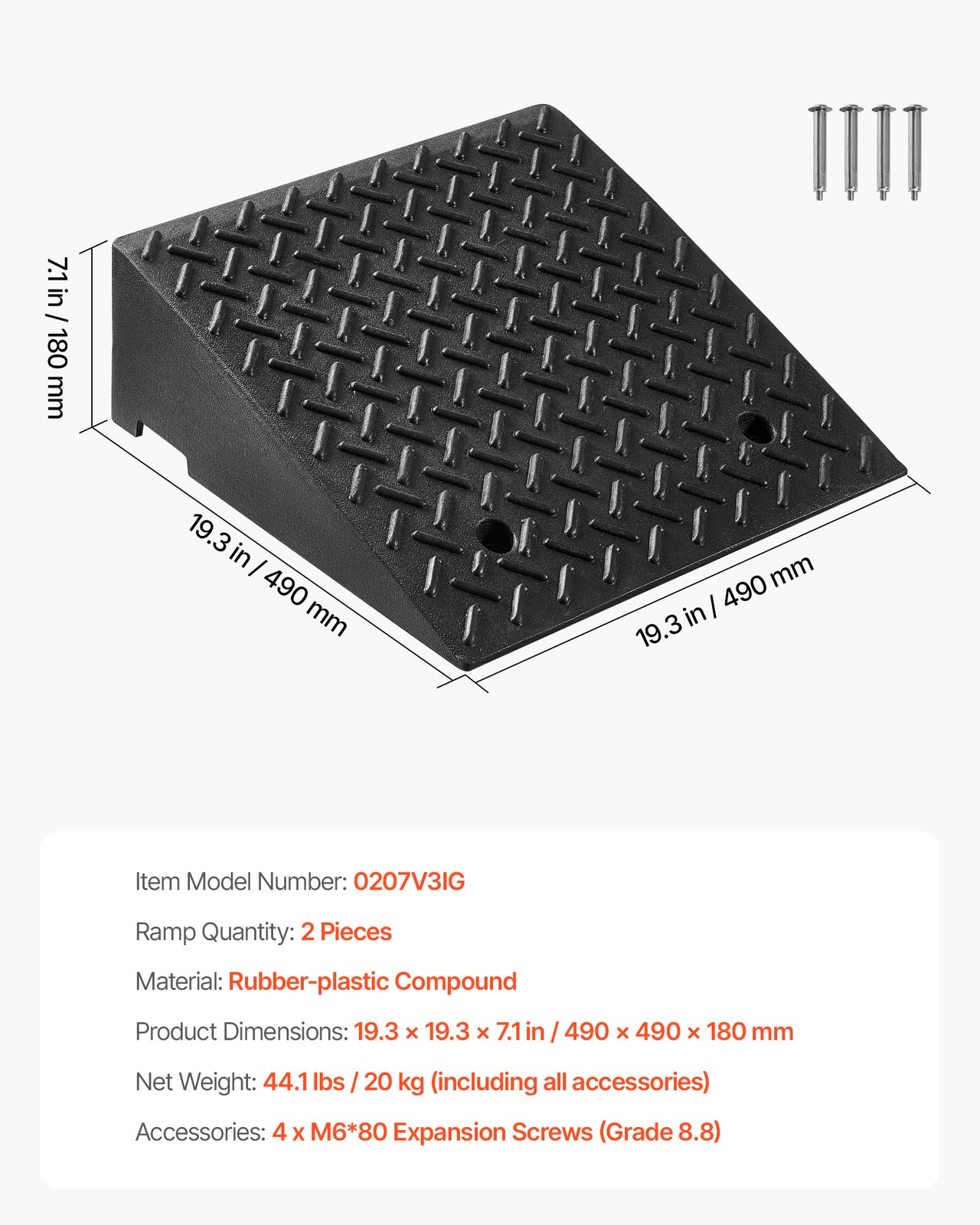 Uimoso 2 Pack Driveway Curb Ramps, 7-Inch Rise, 7000 lbs Load Capacity