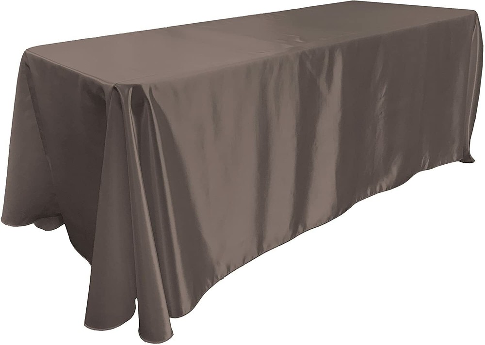 LA Linen Bridal Satin Rectangular Tablecloth, 90 by 156-Inch, Charcoal