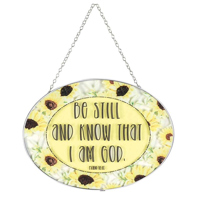 Be Still And Know Suncatcher Oval 9"
