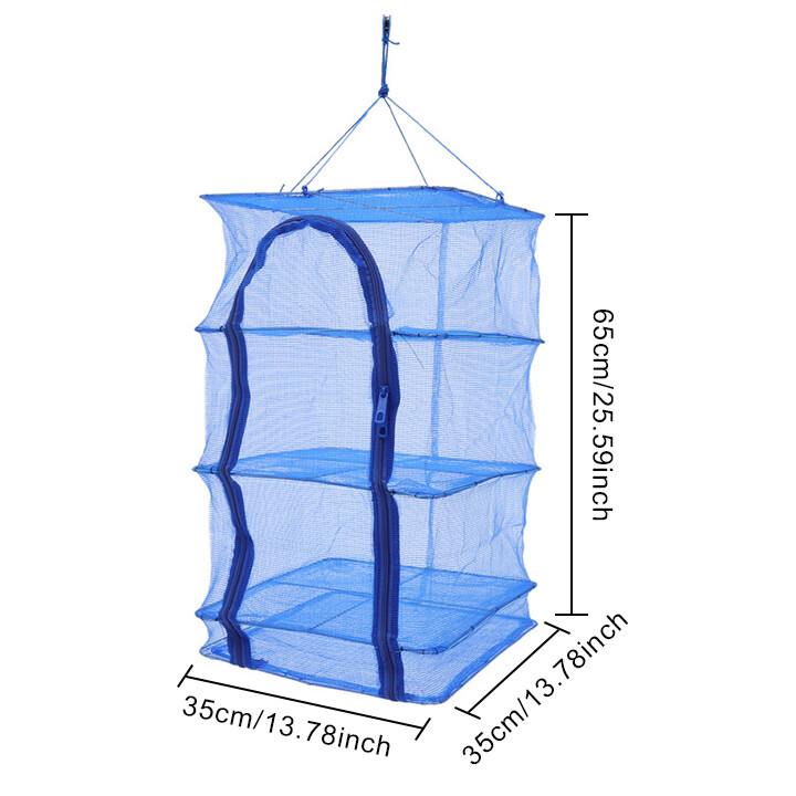 Herb Drying Rack Hanging Herb Mesh Rack Foldable Drying Net with Zippers 4-Layer